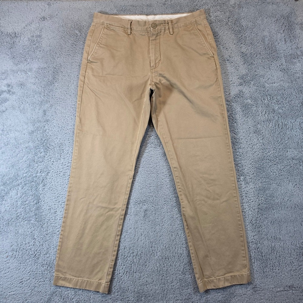 J Crew Broken In Chino Pants Mens 33x32 Khaki Tan Urban Slim Cotton Twill Casual